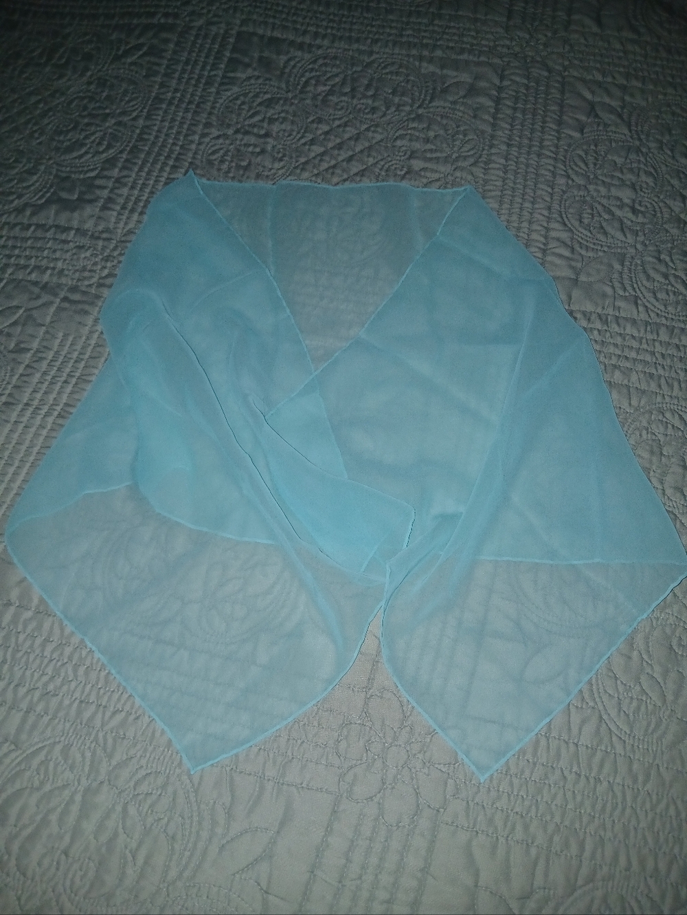 Light Blue Sheer Chiffon Scarf - Elegant Lightweight Accessory - Picture 3 of 4